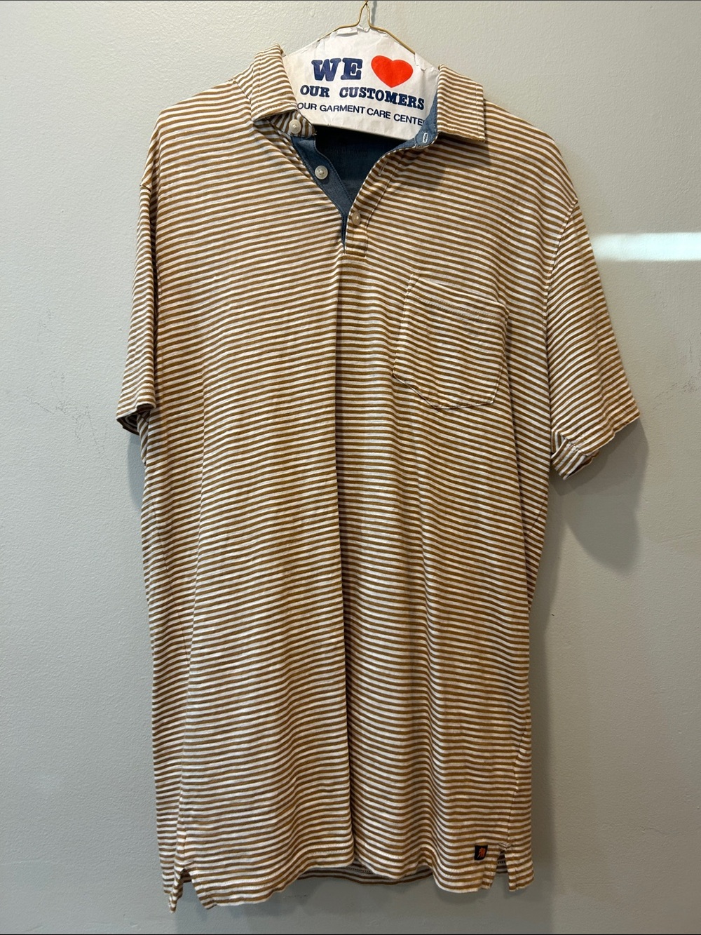 The Normal Brand Beige & White Striped Polo
